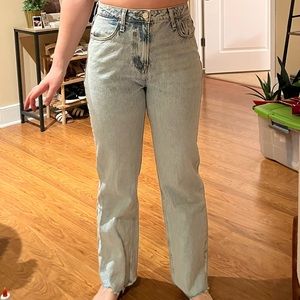 Zara Denim Jeans Distressed Straight Leg